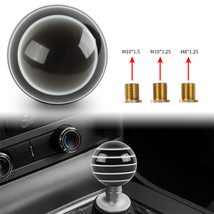 JDM Universal Glossy Black / White Round Ball Manual Gear Shift Knob m8 m10 m12 - £12.40 GBP