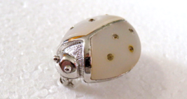 Vintage Signed Avon White Silver Tone Rhinestones Ladybug Brooch Lapel H... - $11.83