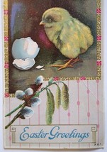 Easter Greetings Postcard Baby Chick Cracked Egg HIR Vintage Original Series 301 - £4.73 GBP