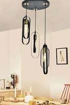 Koza 3-Piece Round Black Modern Young Room Kitchen Retro Living Room Pendant Lam - £85.53 GBP