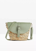 FREEMANS Paper Straw Shoulder Bag in Sage Green (F357) - £34.43 GBP