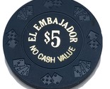Vintage Casino Chip El Embajador Santo Domingo DR Blue Poker Chip NCV - $11.71