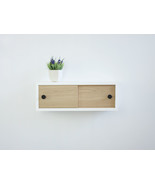 Canadian Made Contemporary Floating Shelf with Sliding Doors, Small Wall Cabinet - $259.00