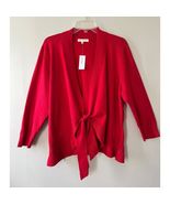 Dressbarn Sz M Front Side Knot Knit Red Cardigan Sweater Open Stretch - €30,68 EUR