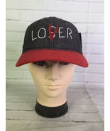 IT The Movie Lovers Losers Club Logo Denim Gray Red Faux Suede Strapback... - $34.64