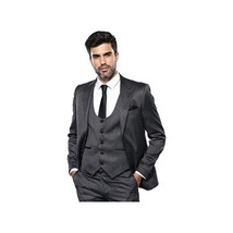 Men 3pc European Vested Suit WESSI by J.VALINTIN Extra Slim Fit JV26 Dark gray image 5