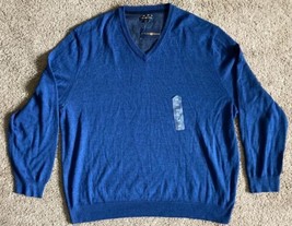 NWT Club Room Merino Wool Table V-Neck Long Sleeve Sweater Crew Blue Heather 3XL - £24.39 GBP