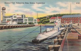 Submarine Base Groton Connecticut CT General View Linen Unposted Postcard J32 - £6.06 GBP