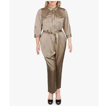 INC Womens Plus 18W Doe Brown Button Front Jumpsuit NWT AX88 - £33.11 GBP