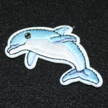 Blue Dolphin Stitched Applique Cartoon Clothing Iron On Patch Decal Embr... - £5.51 GBP