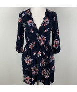 Band Of Gypsies Wrap Dress Size Small Navy Blue Floral Print Tie Waist W... - $467.49 MXN