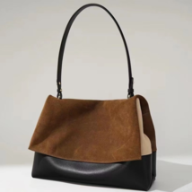 Genuine leather and suede classic sophisticated flap shoulder bag - £64.67 GBP