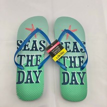 Flip Flops Seas The Day Womens Large beach pool camping casual NWT - £9.90 GBP