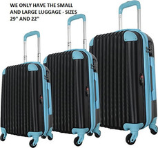 SET OF 2 Brio Luggage Hardside Spinner Expandable Suitcase #808 - Black/Blue - £93.22 GBP
