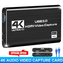 4K Audio Video Capture Card Usb3.0 Hdmi Video Capture Device Full Hd 1080P 60Fps - £30.36 GBP