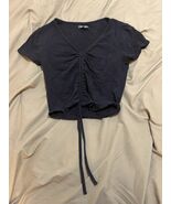 Wild Fable Women’s Black Cinch Front Going Out Top Size XS Short Sleeve ... - $6.81 CAD