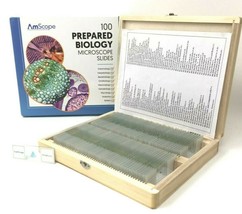 AmScope PS100A Prepared Microscope Slide Set for Basic Biological Science Edu. - £56.94 GBP