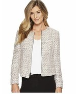 Anne Klein Women&#39;s Zip Front Tweed Jacket, Palladium Combo, 10 - £30.85 GBP