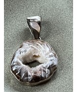 Amazing AJ Sterling Signed Brown &amp; White Polished Agate Geode w Striped ... - £37.27 GBP