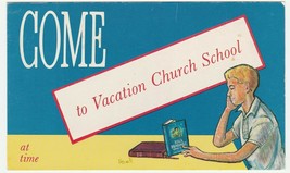 Vintage Postcard Vacation Church School Teen Boy With Books Unused 1960&#39;s - £6.22 GBP