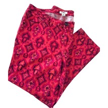 Women&#39;s Pants Ladies 12 Cato Red Orange Geometric Pattern Stretch Straig... - £11.03 GBP