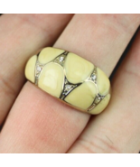 Avon NRT Womens Cream Enameled Gold Tone Tiny Crystals Dome Ring Size 10... - $15.99