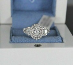 Halo Engagement Ring 2.65Ct Oval Cut Simulated Diamond 14K White Gold Size 8.5 - £197.43 GBP
