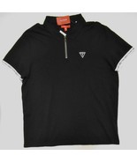 GUESS Men&#39;s Short Sleeve POLO SHIRT Black White Zipper Neck XL  NWT - £33.64 GBP