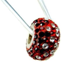 Bead Spacer Dark Red Clear Simulated Cubic Zirconia Vintage Sterling Silver 925 - £11.66 GBP