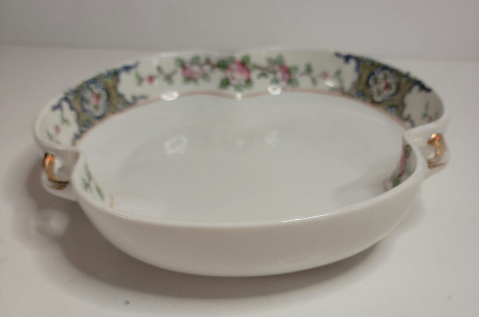Nippon Hand Painted Candy Dish 3 Handles Floral Pattern - $15.00