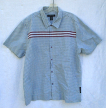 Kenneth Cole Reaction Retro Style Button Up Shirt Mens XL Blue Check and Stripes - £15.26 GBP