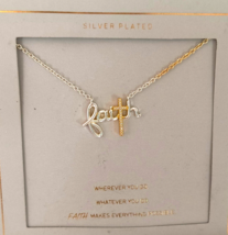 New With Tag Silver Plated FAITH Necklace Target Brand Silver and Gold Tone - £14.79 GBP