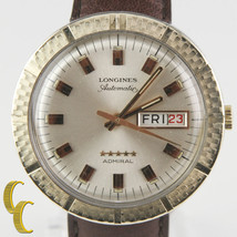 Longines Admiral 10k Gold Filled Automatic Day/Date Watch w/ Leather Band #508 - $1,039.49