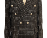 NWT Rae Black White, Gold Boucle Military Jacket Lined Double Breasted L... - $94.99