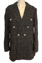 NWT Rae Black White, Gold Boucle Military Jacket Lined Double Breasted L... - £74.26 GBP