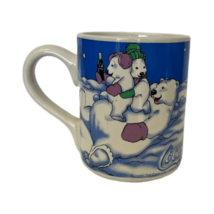 Gibson Coca Cola Polar Bears Snow Scene Holiday Coffee Cup Vintage Mug 10 oz - £11.98 GBP