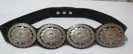 Leatherock Womens Black Leather Western Concho Cowgirl Belt SzM 34-36 Waist - £51.11 GBP