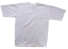 Large T-shirt 90s White Blank Pocket All Cotton Made In Usa Heavy Vintage - £21.70 GBP