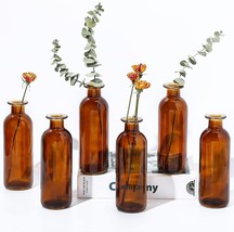 Amber Glass Vase Bud Vases Apothecary Jars Decor Antique Tall Class, 6 Pcs.). - £29.85 GBP