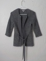 H&amp;M Gray Knit Wool Blend Open Cardigan with Belt Women size XS Long Sleeves - £14.70 GBP