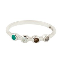 925  Sterling Silver Multi Color Gemstone Ring Stackable Ring Light Weight Ring  - £34.47 GBP