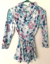 vintage Americana knitting mills of Miami blouse size M flower print 3/4 sleeves - £10.14 GBP