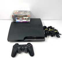 Sony PlayStation 3 Slim 120GB Black Console  CECH-2001A + 5 Games &amp; Cont... - $98.95