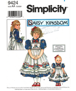 Girl&#39;s &amp; Doll DRESSES 2000 Simplicity Daisy Kingdom Pattern 9424 Sizes 3... - $12.00