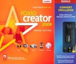New Roxio Creator 2009 Special Edition w/ Vhs To Dvd Adaptor Software Windows Xp - £28.37 GBP