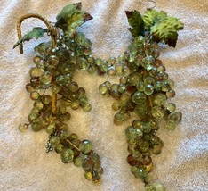 Vintage MCM Faceted Lucite Grapes Cluster On Branch Acrylic Lot 2 12&quot; multicolor - £39.11 GBP