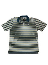 Footjoy Men&#39;s Large  Polo Blue While Yellow Striped Short Sleeve Seaview Logo - £14.95 GBP