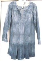 Diesel Denim Jean Dress Faded Wash L/S Retro Bronze Studs Pockets Oversized XS - £127.09 GBP