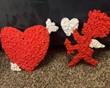 Vtg Melted Plastic Popcorn Valentines Day Cupid Heart Red White Decorati... - £15.89 GBP