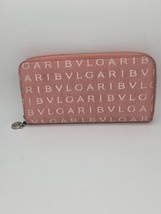 Bvlgari Signature Logo Pink Zip Around Wallet Luxury Designer Monogram C... - $92.09